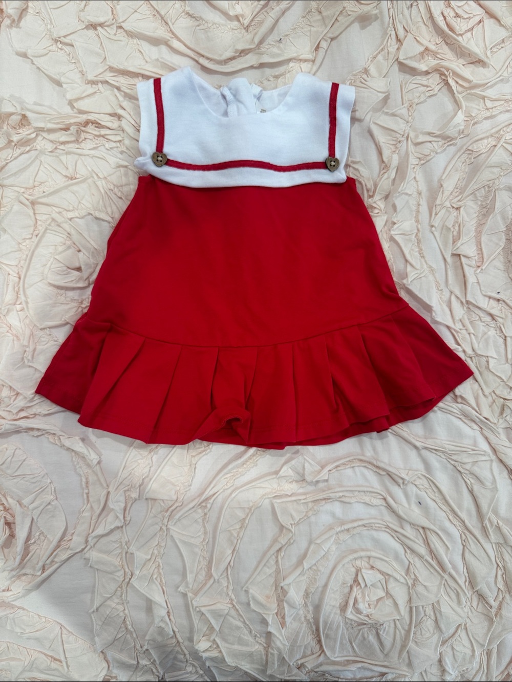 Mayoral Red and White Pleated Hem Dress